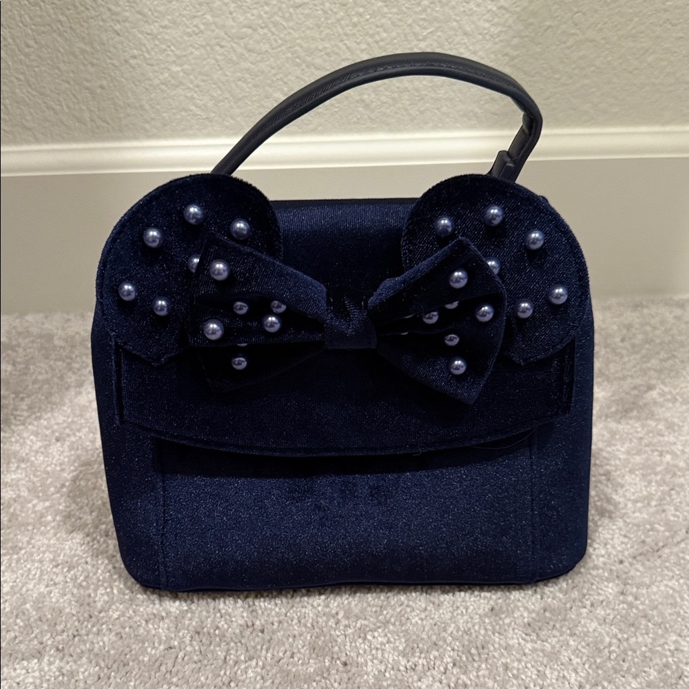 Loungefly Disney Minnie Mouse Velvet Ears Dark Blue Crossbody Handbag
